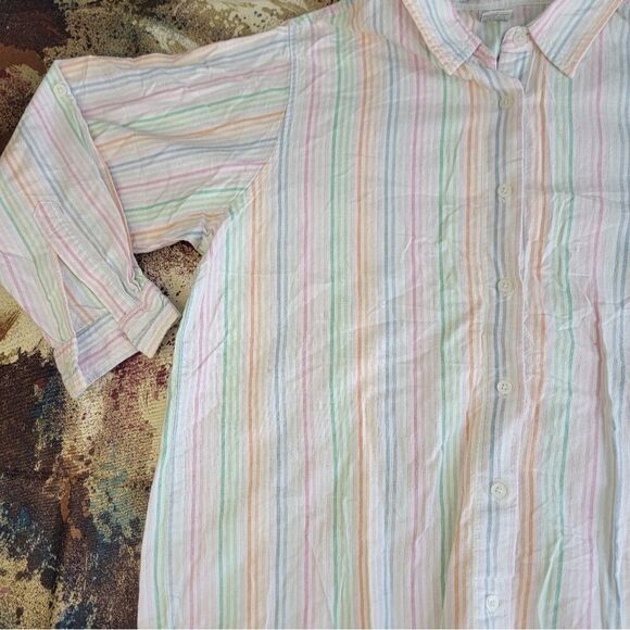 Dress barn Woman's Button Front Shirt Multicolor Stripe Long Sleeve Collar 1X - Picture 3 of 12